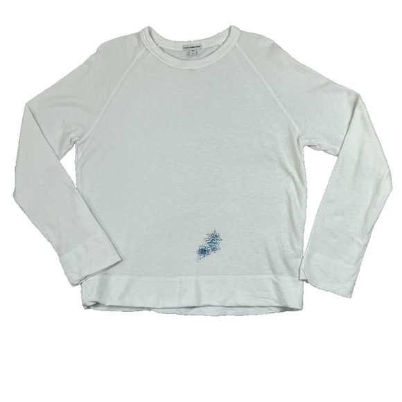 Standard James Perse Womens 0 Supima Cotton White Top Tee Terry Visible Mending - Picture 1 of 8